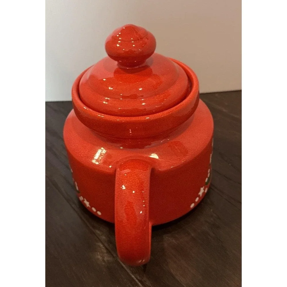 Waechtersbach Christmas Tree 5 Cup Red Ceramic Teapot Sugar Creamer Set Germany